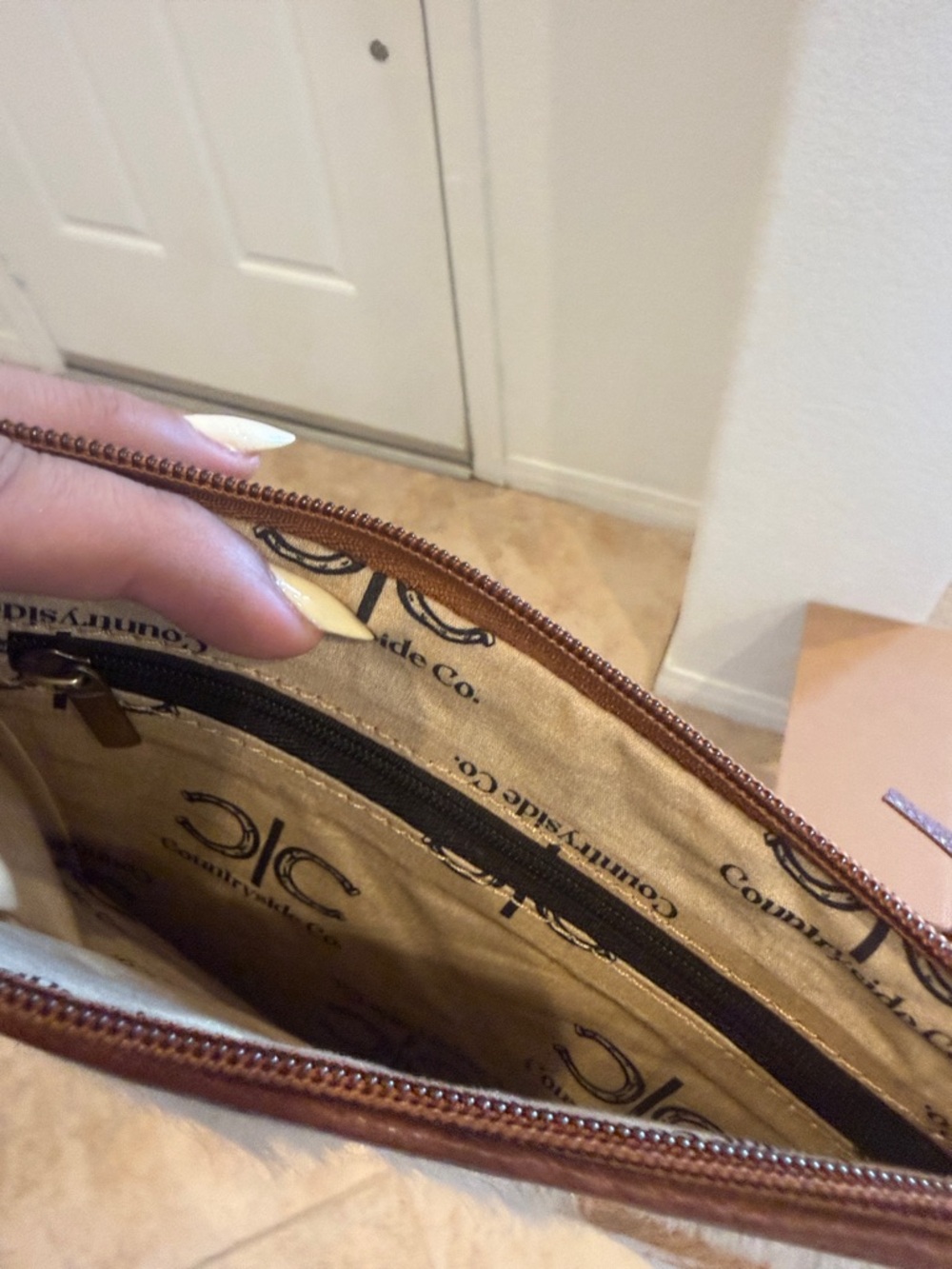 Stockdale Checkered Cowhide Wristlet Pouch - Picture 5 of 5